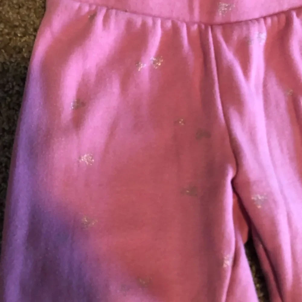 Old Navy Fleece Leggings Pink/Silver Hearts, Size M